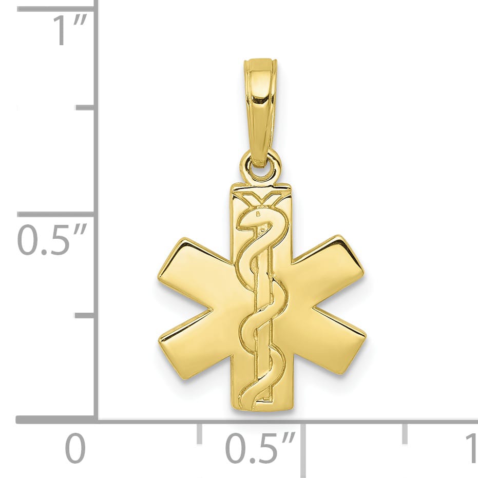 10K Yellow Gold Paramedic/EMT Symbol Pendant
