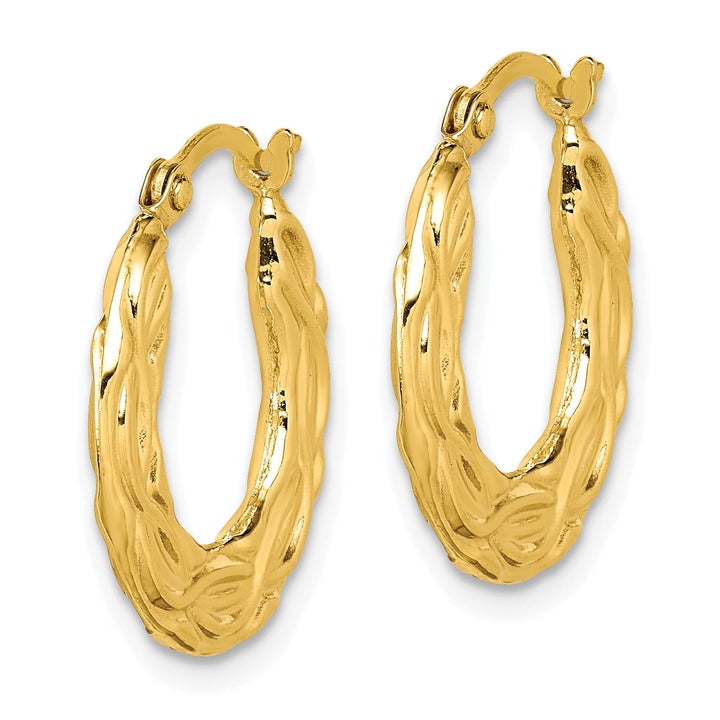 10k Yellow Gold Patterned Hollow Hoop Earrings