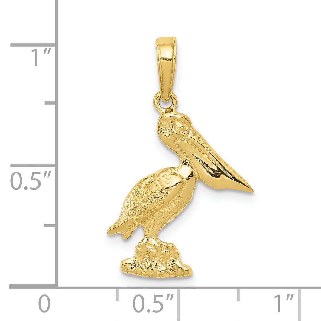 10K Yellow Gold Pelican Pendant, 25x15mm