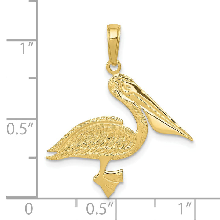 10K Yellow Gold Pelican Pendant, 25x24mm