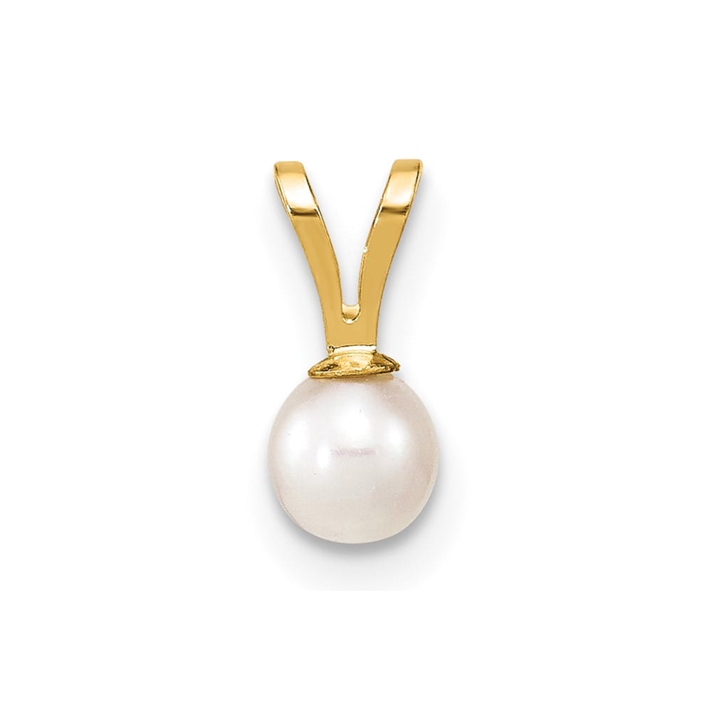 10K Yellow Gold Petite Round Freshwater Cultured Pearl Pendant
