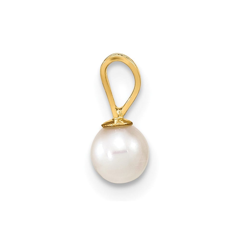 10K Yellow Gold Petite Round Freshwater Cultured Pearl Pendant