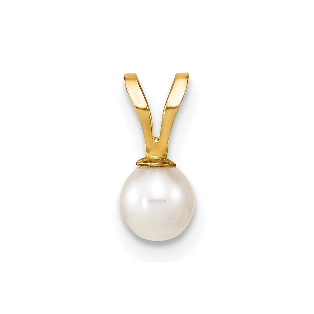 10K Yellow Gold Petite Round Freshwater Cultured Pearl Pendant