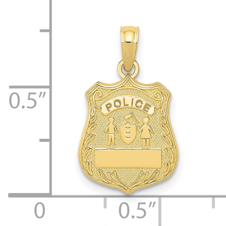 10K Yellow Gold Police Badge Pendant