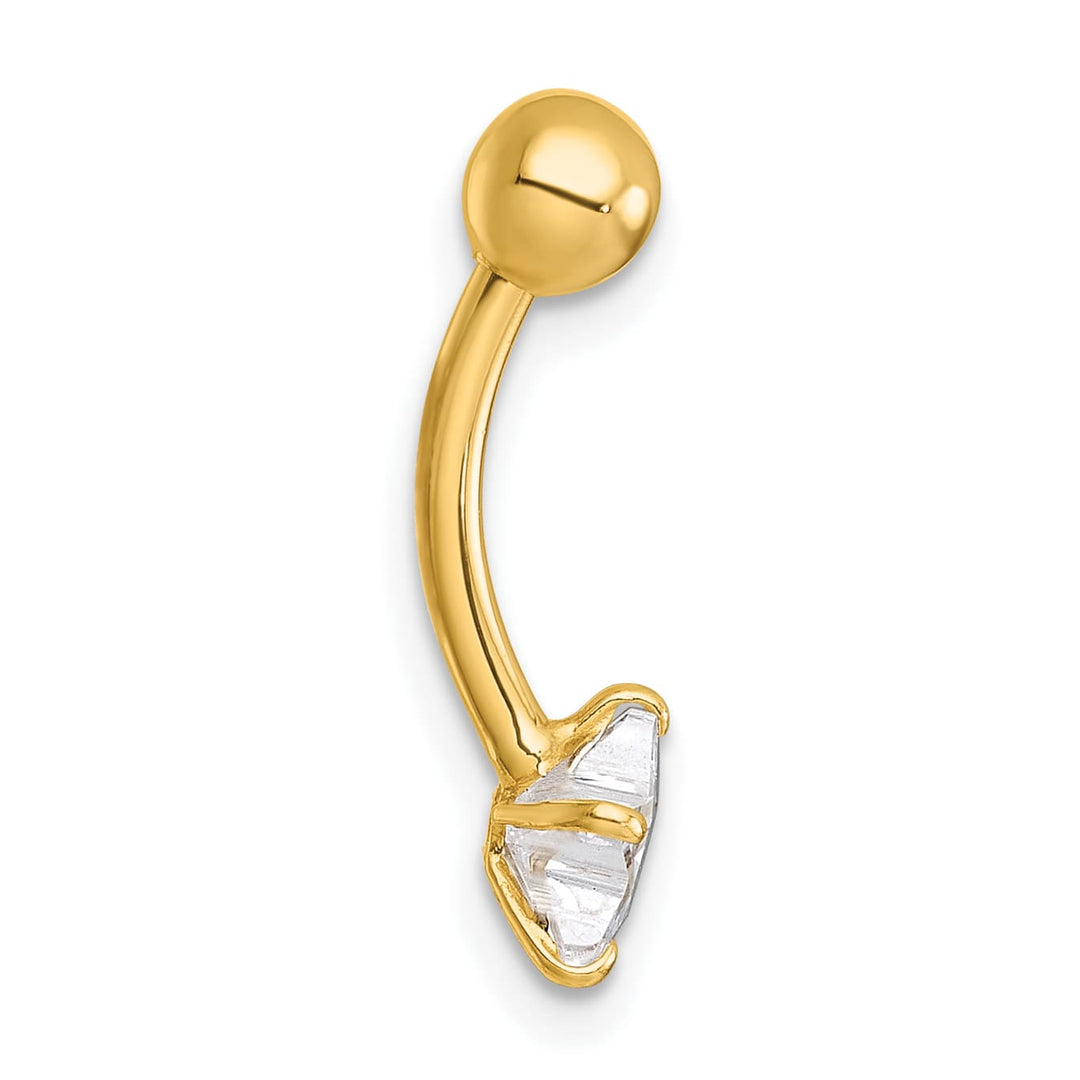 10k Yellow Gold Polished 14 Gauge CZ Star Navel Ring