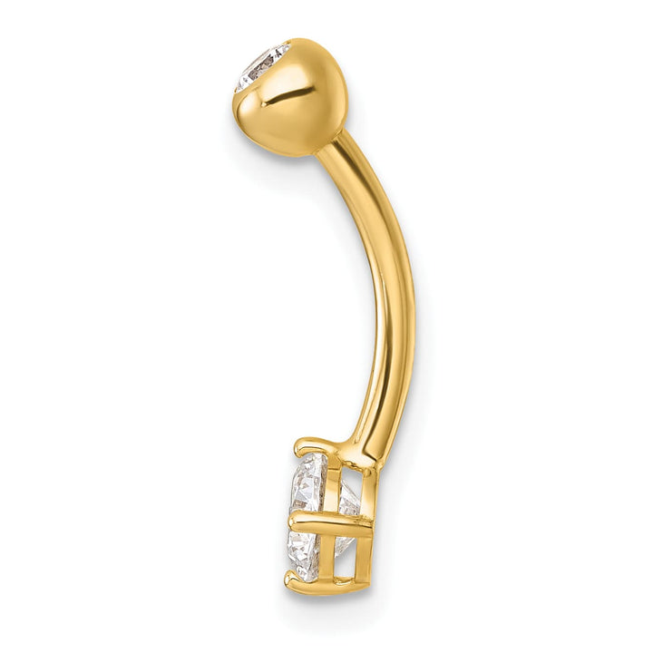 10k Yellow Gold Polished 14 Gauge Round CZ Navel Ring