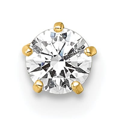 10k Yellow Gold Polished 18 Gauge Round White CZ Labret Stud