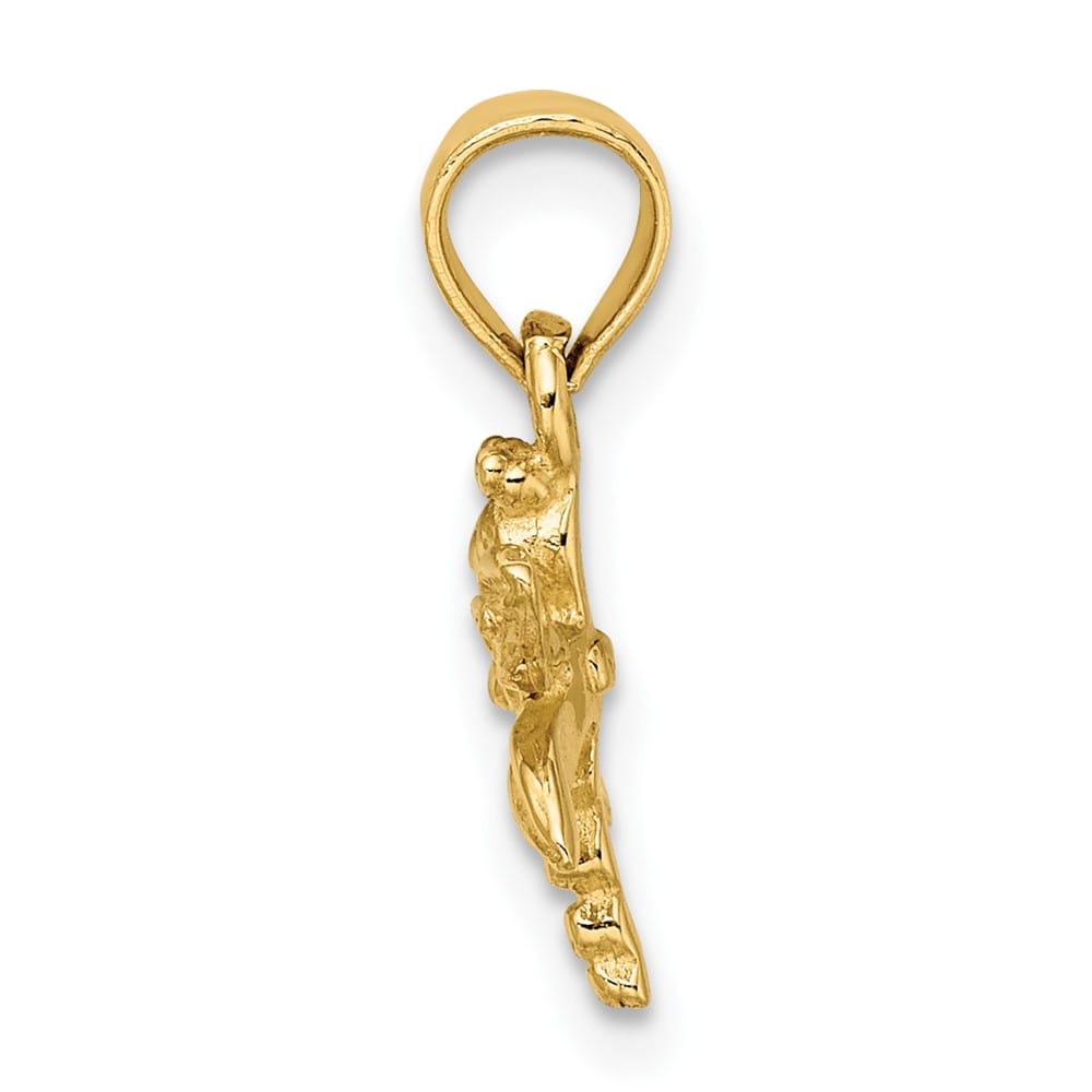 10K Yellow Gold Polished 2-D Small Dragonfly with Solid Wings Charm