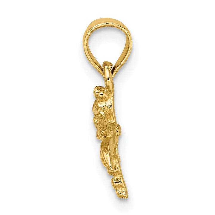 10K Yellow Gold Polished 2-D Small Dragonfly with Solid Wings Charm