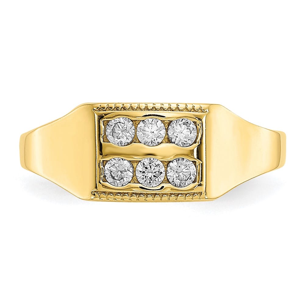 10k Yellow Gold Polished 2-Row CZ Ring