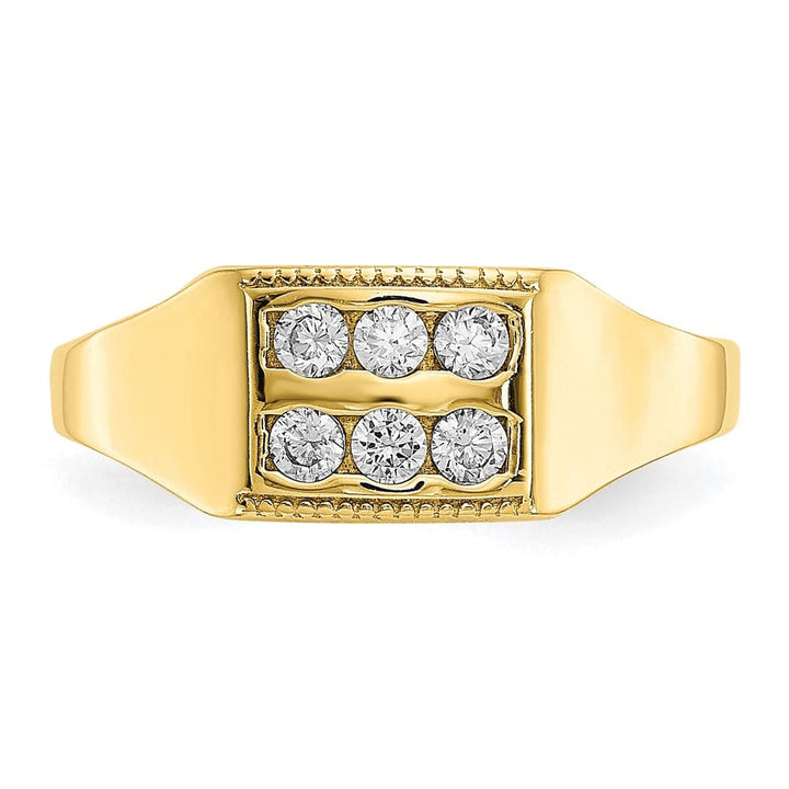 10k Yellow Gold Polished 2-Row CZ Ring