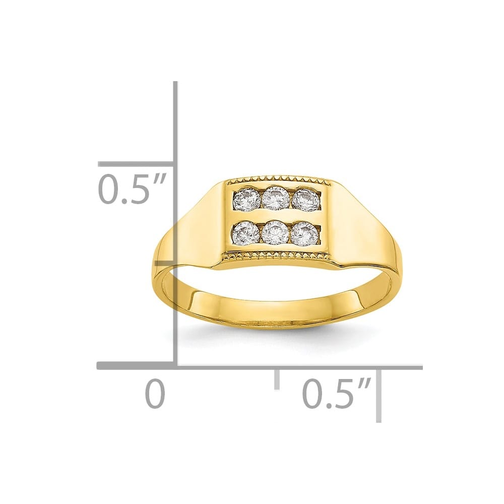 10k Yellow Gold Polished 2-Row CZ Ring