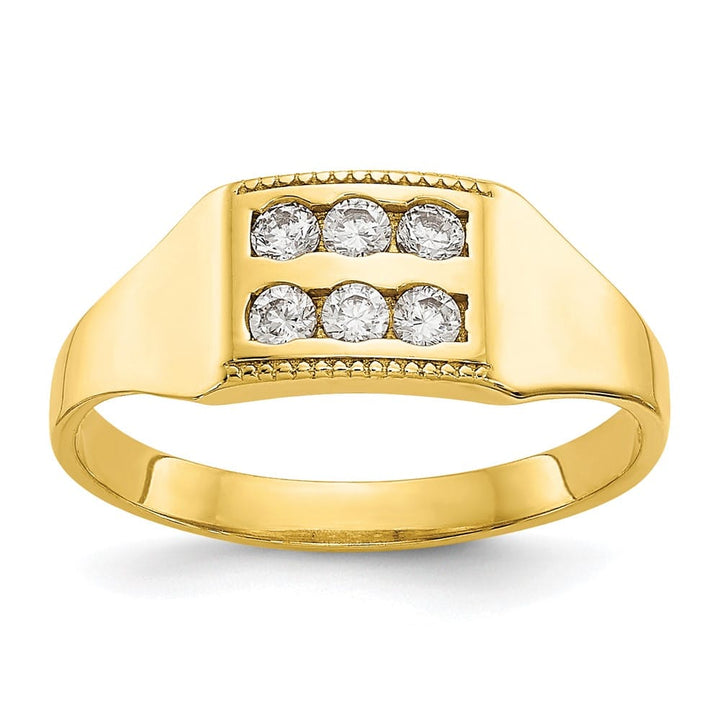 10k Yellow Gold Polished 2-Row CZ Ring