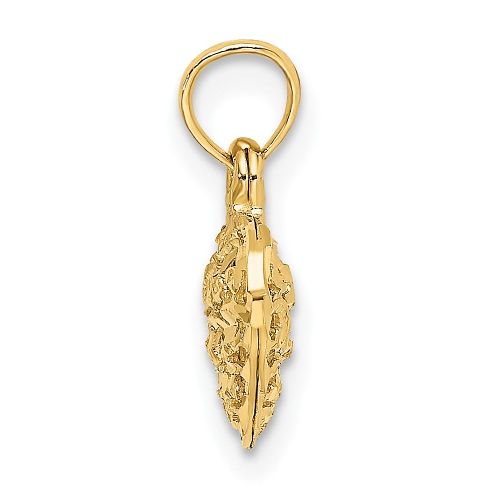10K Yellow Gold Polished 3-D D.C. Small Puffed Filigree Heart Charm