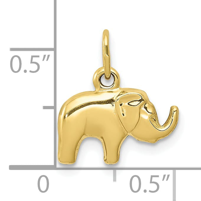 10K Yellow Gold Polished 3-D Elephant Charm