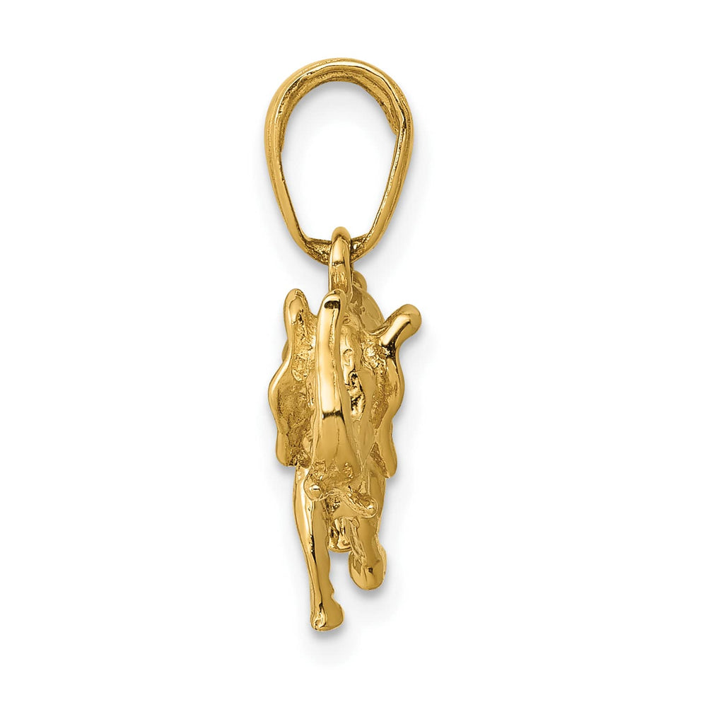 10K Yellow Gold Polished 3-D Elephant Pendant, Large