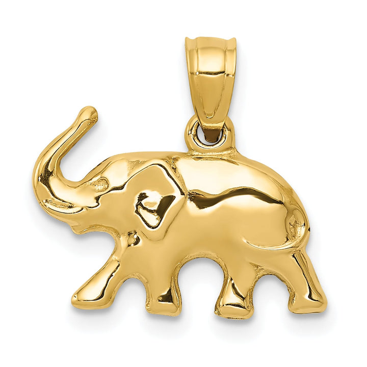 10K Yellow Gold Polished 3-D Elephant Pendant, Small