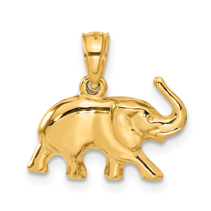 10K Yellow Gold Polished 3-D Elephant Pendant, Small