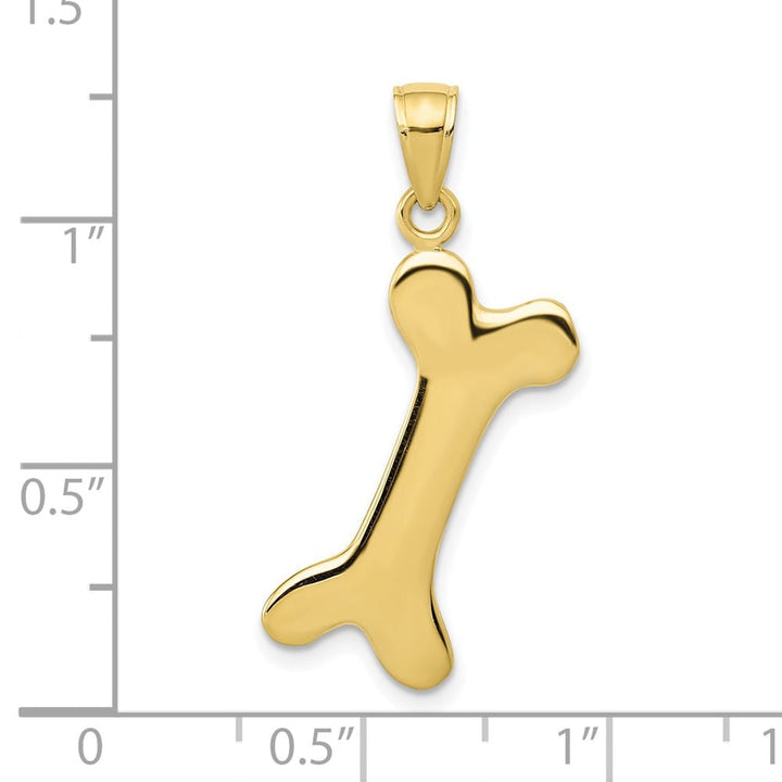 10K Yellow Gold Polished 3-D Large Dog Bone Pendant