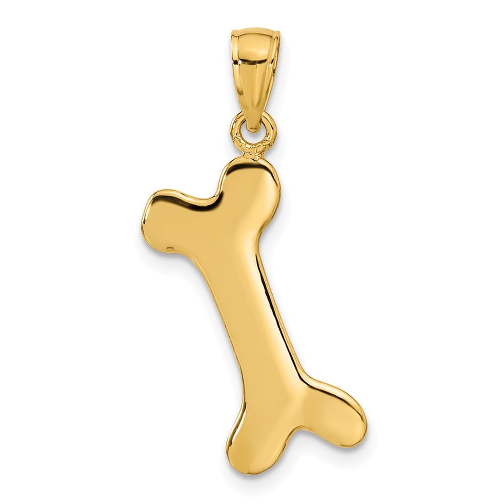 10K Yellow Gold Polished 3-D Large Dog Bone Pendant