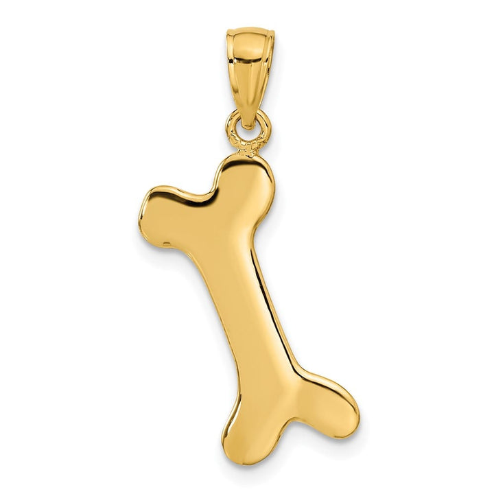 10K Yellow Gold Polished 3-D Large Dog Bone Pendant