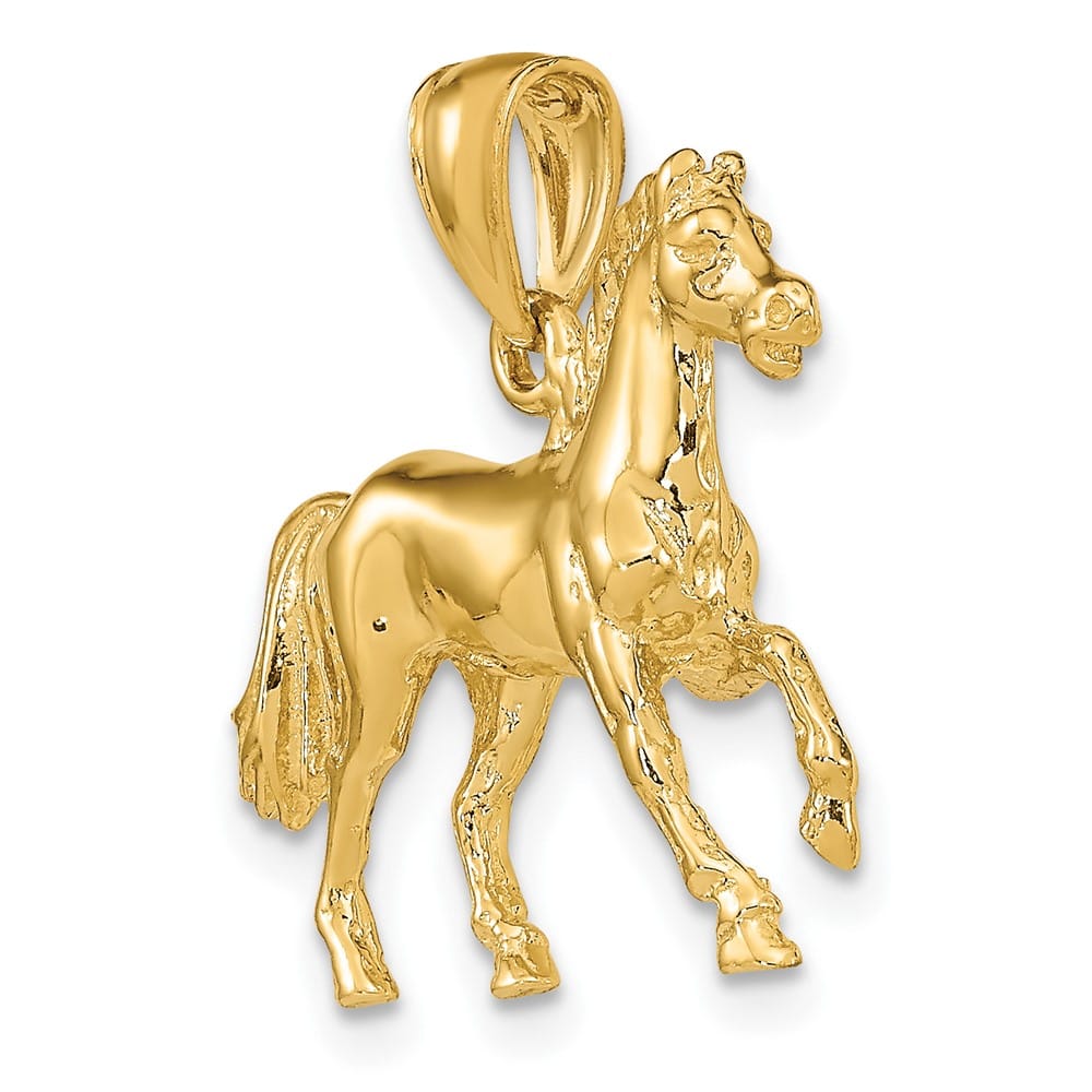 10K Yellow Gold Polished 3-D Large Horse Charm