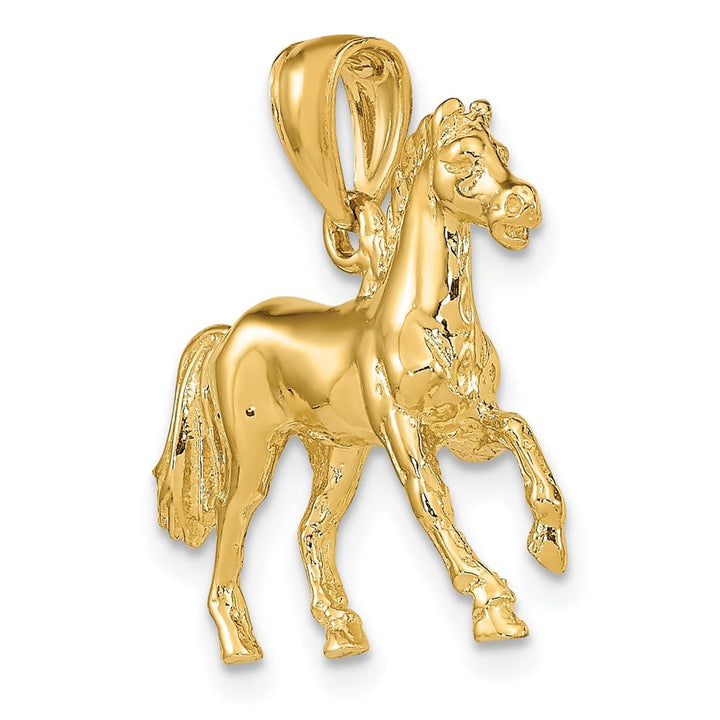 10K Yellow Gold Polished 3-D Large Horse Charm