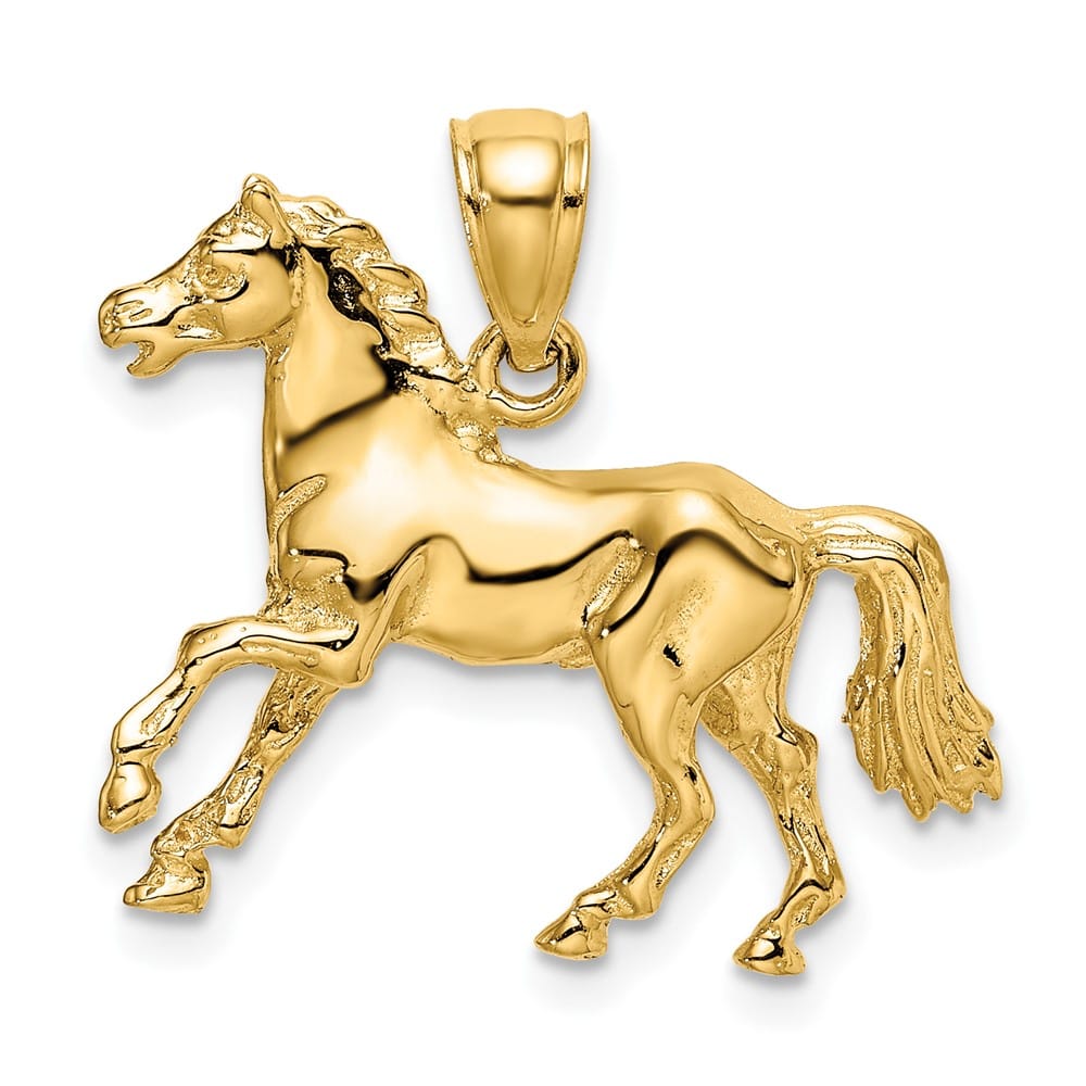 10K Yellow Gold Polished 3-D Large Horse Charm