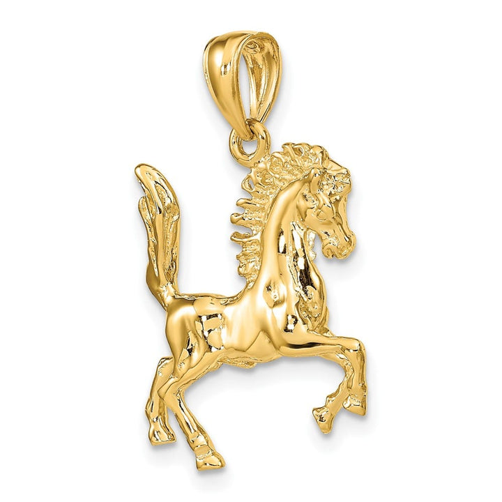 10K Yellow Gold Polished 3-D Large Horse Charm