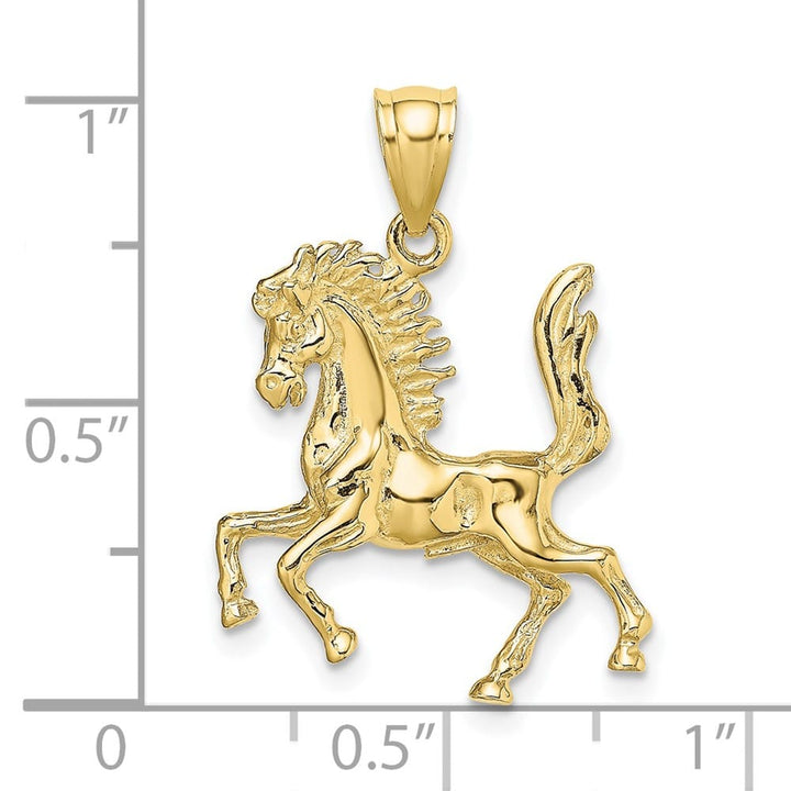 10K Yellow Gold Polished 3-D Large Horse Charm