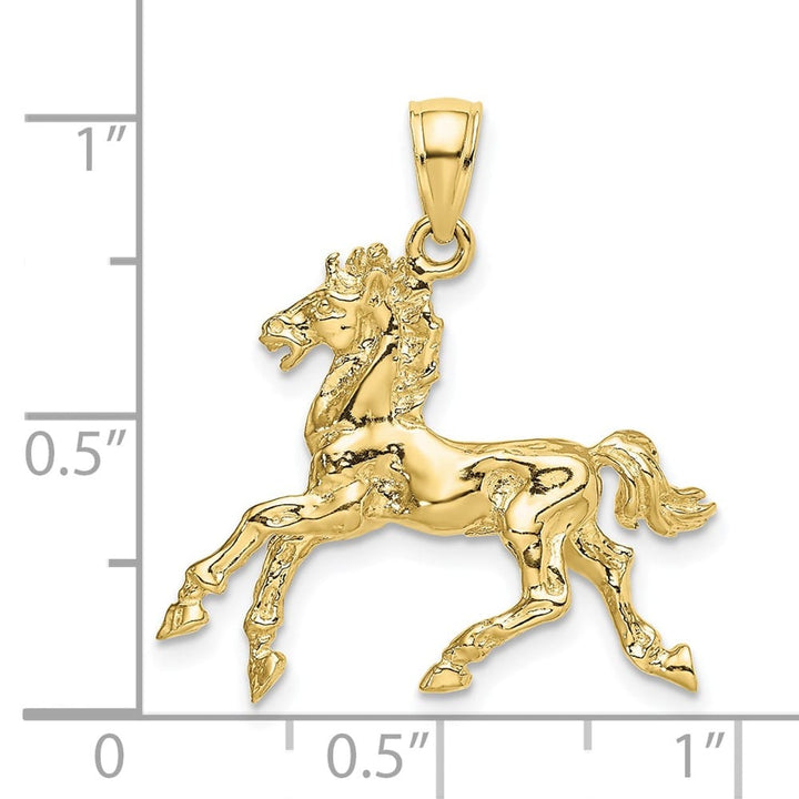 10K Yellow Gold Polished 3-D Large Horse Trotting Charm