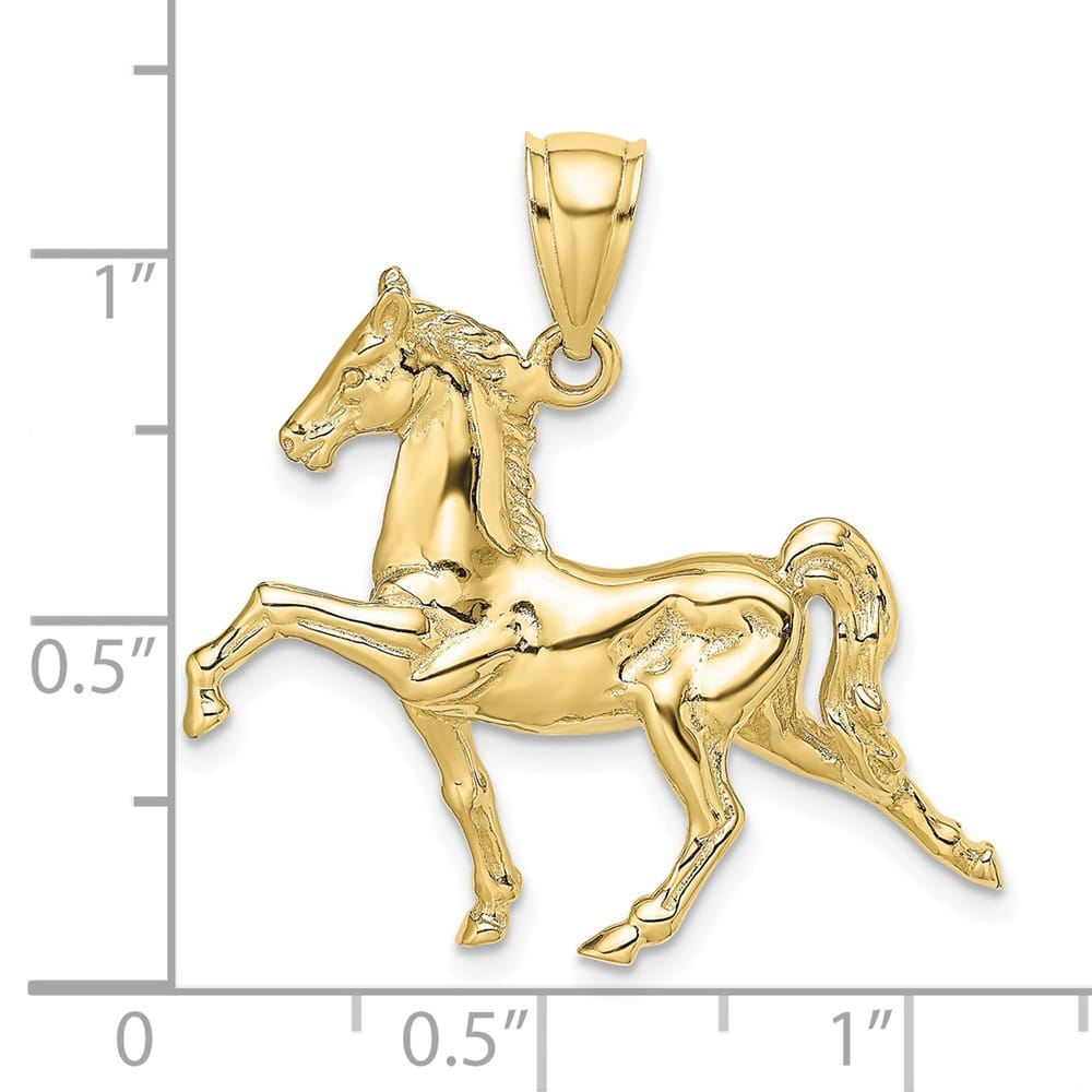 10K Yellow Gold Polished 3-D Large Tennessee Walking Horse Charm