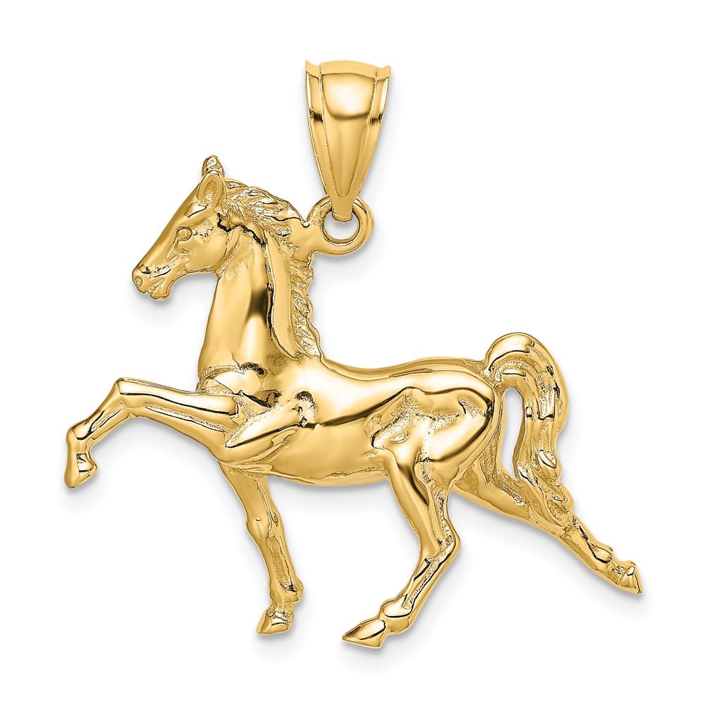 10K Yellow Gold Polished 3-D Large Tennessee Walking Horse Charm