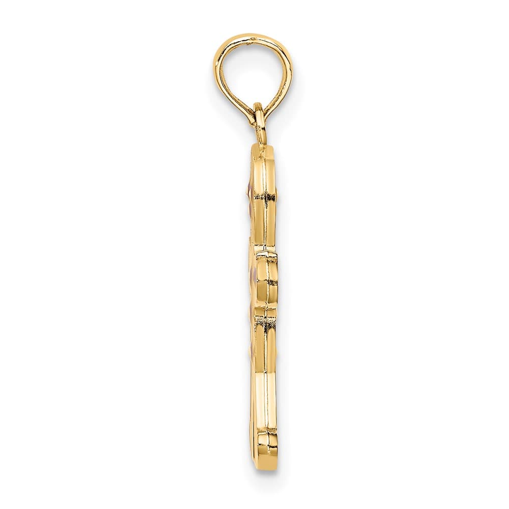 10K Yellow Gold Polished 3-D Medium Brown Enamel Gingerbread Man Charm