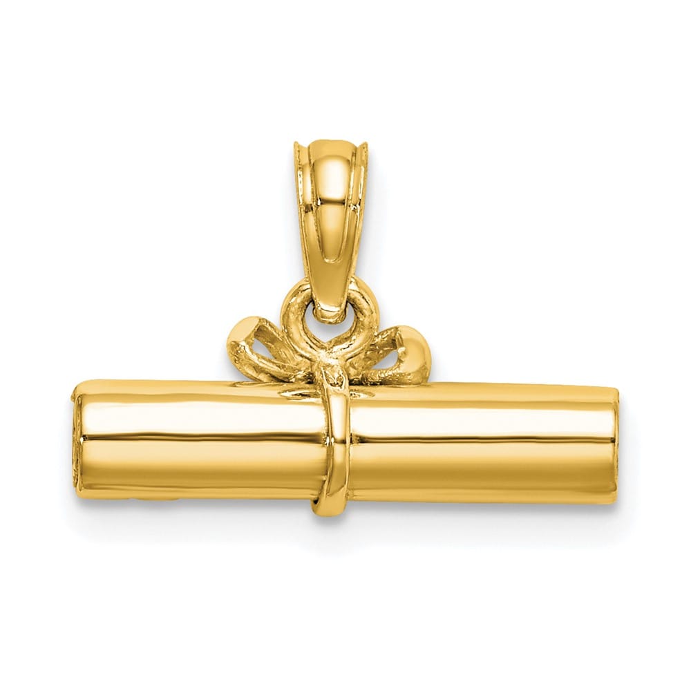 10K Yellow Gold Polished 3-D Medium Diploma Pendant