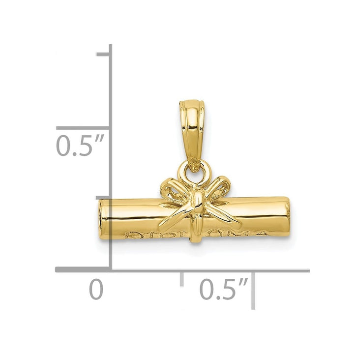10K Yellow Gold Polished 3-D Medium Diploma Pendant