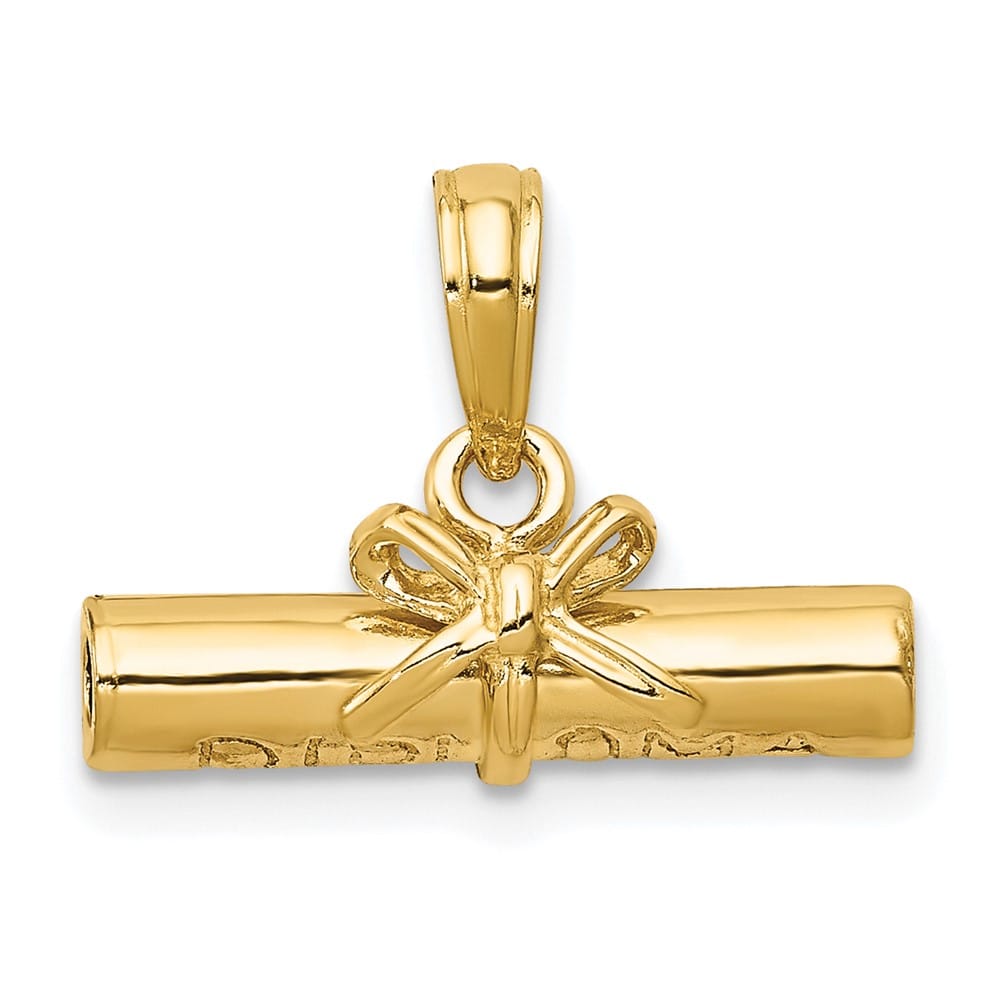 10K Yellow Gold Polished 3-D Medium Diploma Pendant