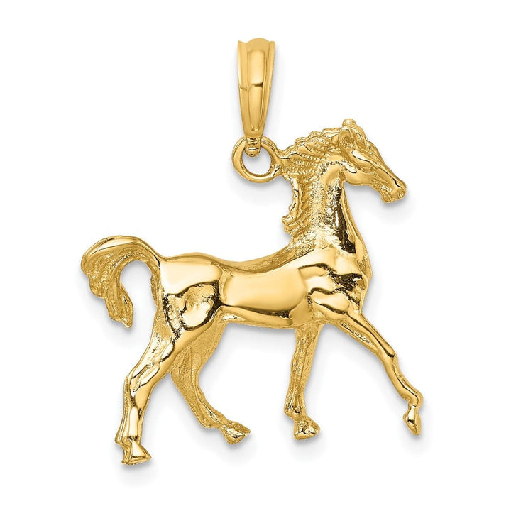 10K Yellow Gold Polished 3-D Medium Horse Charm