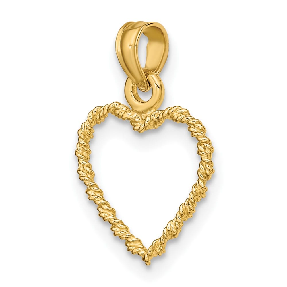 10K Yellow Gold Polished 3-D Medium Rope Heart Charm