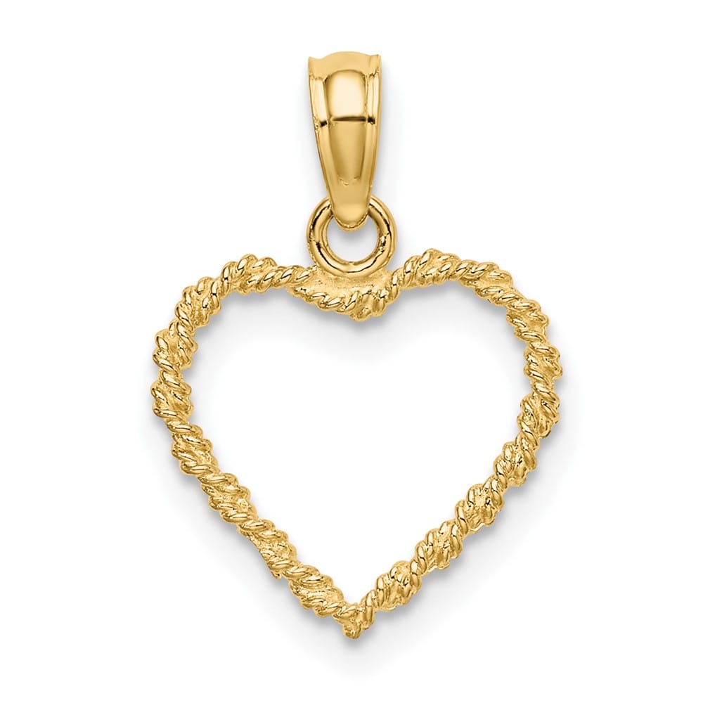 10K Yellow Gold Polished 3-D Medium Rope Heart Charm