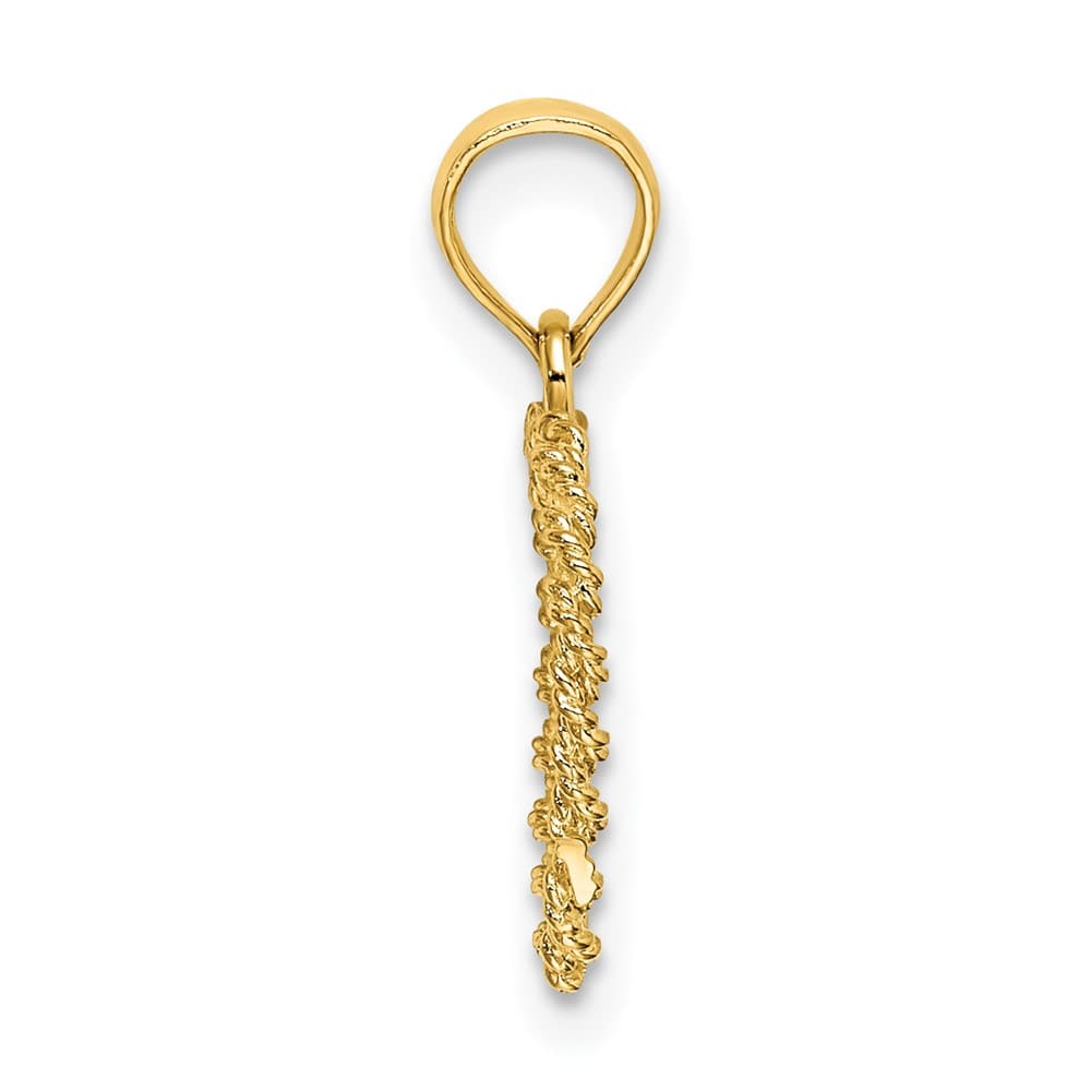 10K Yellow Gold Polished 3-D Medium Rope Heart Charm