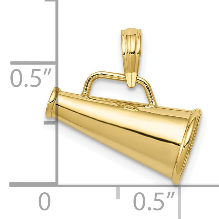 10K Yellow Gold Polished 3-D Megaphone Pendant