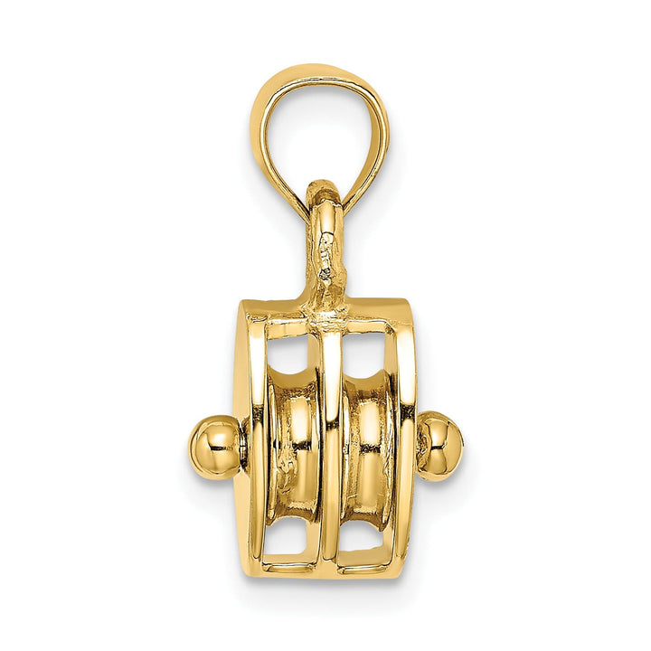 10K Yellow Gold Polished 3-D Moveable Pulley Charm