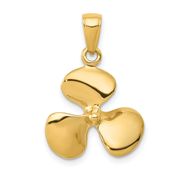 10K Yellow Gold Polished 3-D Propeller Pendant