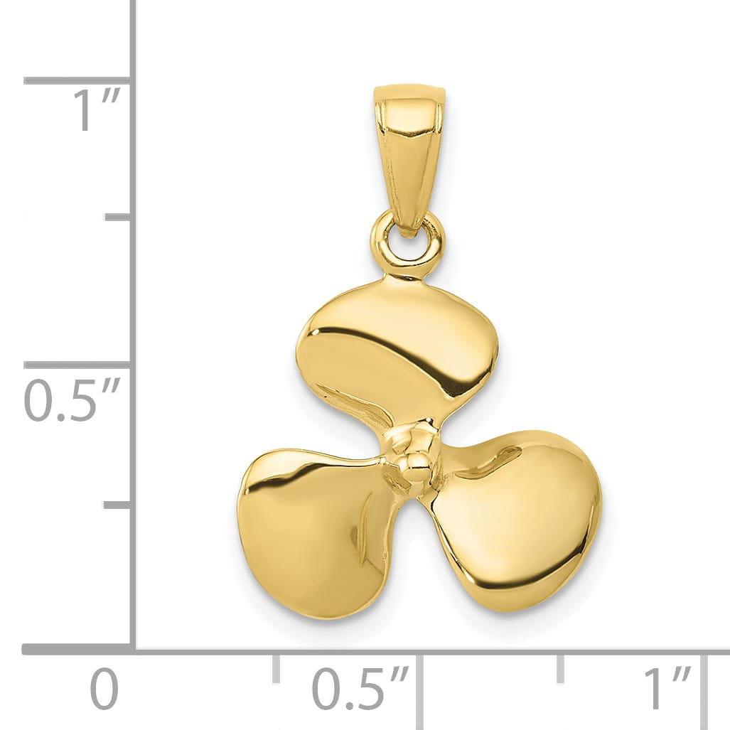 10K Yellow Gold Polished 3-D Propeller Pendant