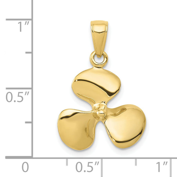 10K Yellow Gold Polished 3-D Propeller Pendant