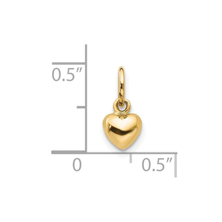 10K Yellow Gold Polished 3-D Small Heart Charm