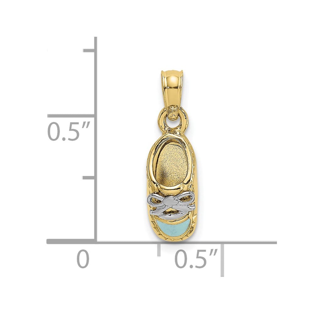 10K Yellow Gold Polished 3-D Small Light Blue Enamel Baby Shoe Charm