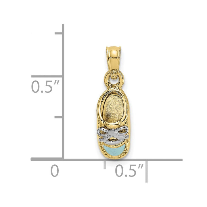 10K Yellow Gold Polished 3-D Small Light Blue Enamel Baby Shoe Charm