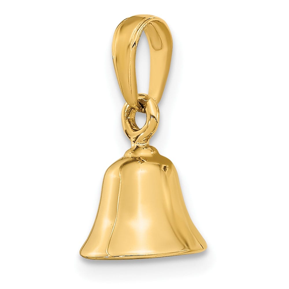 10K Yellow Gold Polished 3-D Small Moveable Bell Pendant